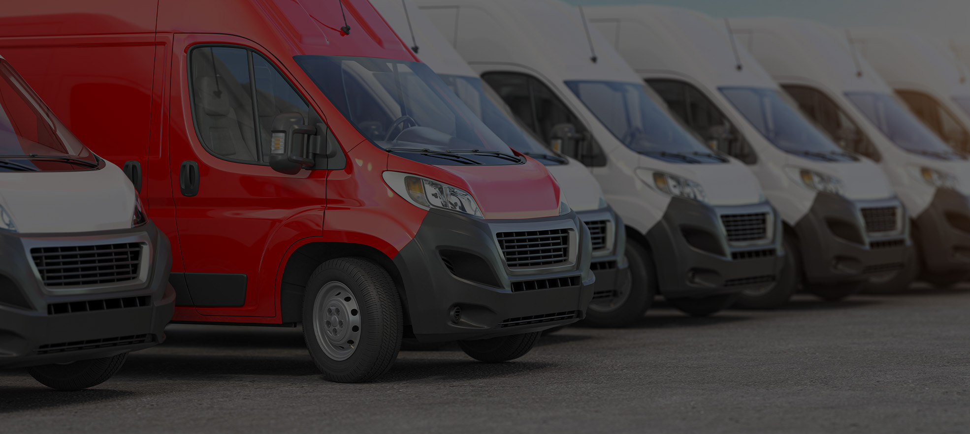white and red fleet vans
