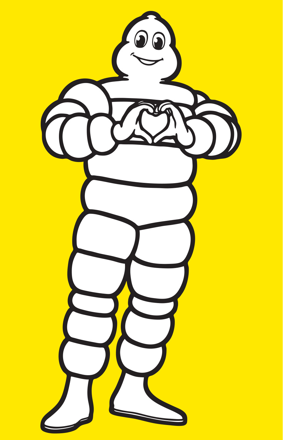 michelin man on yellow background